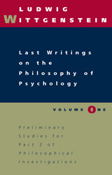 front cover of Last Writings on the Philosophy of Psychology, Volume 1
