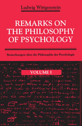 front cover of Remarks on the Philosophy of Psychology, Volume 1