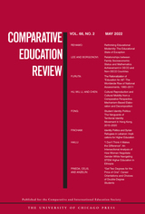 front cover of Comparative Education Review, volume 66 number 2 (May 2022)