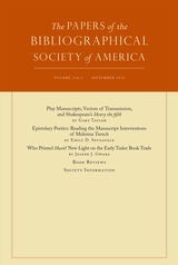 front cover of The Papers of the Bibliographical Society of America, volume 116 number 3 (September 2022)