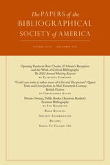 front cover of The Papers of the Bibliographical Society of America, volume 116 number 4 (December 2022)