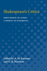 front cover of Shakespeare's Critics