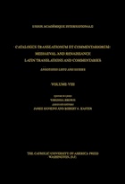 front cover of Catalogus Translationum et Commentariorum, Volume 8