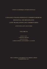 front cover of Catalogus Translationum et Commentariorum, Volume 9