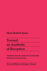 front cover of Toward an Aesthetic of Reception