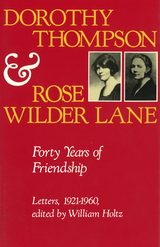front cover of Dorothy Thompson and Rose Wilder Lane