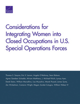 front cover of Considerations for Integrating Women into Closed Occupations in U.S. Special Operations Forces