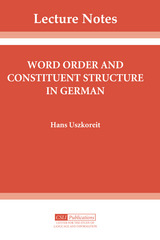 front cover of Word Order and Constituent Structure in German